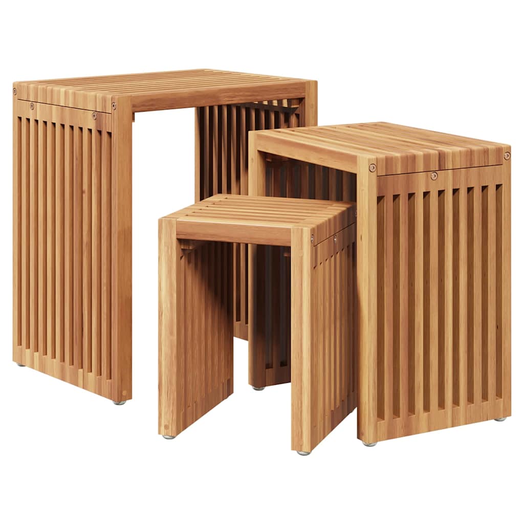 Tavolo Laterale da Giardino 3 pz Marrone 33 x 44,5 x 51 cm