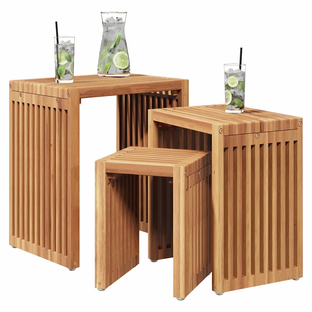 Tavolo Laterale da Giardino 3 pz Marrone 33 x 44,5 x 51 cm
