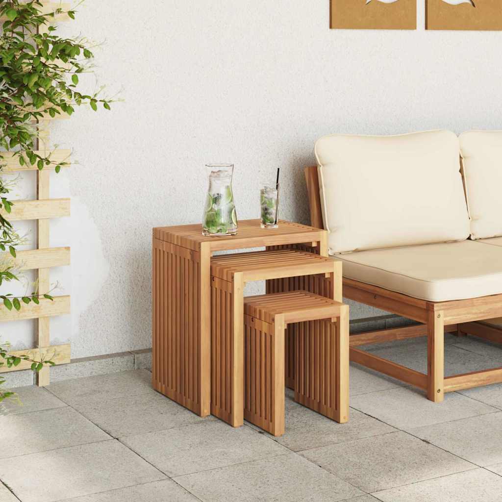 Tavolo Laterale da Giardino 3 pz Marrone 33 x 44,5 x 51 cm