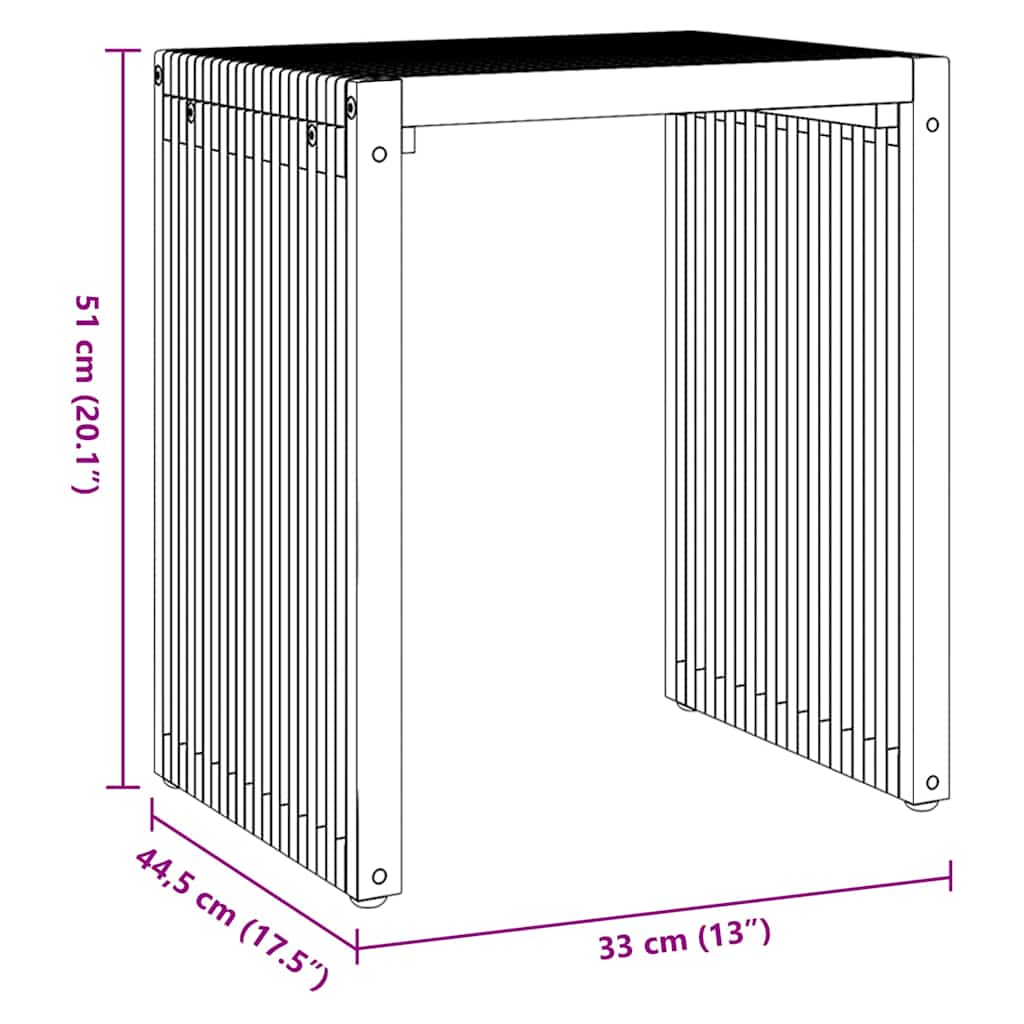 Tavolo Laterale da Giardino 3 pz Marrone 33 x 44,5 x 51 cm