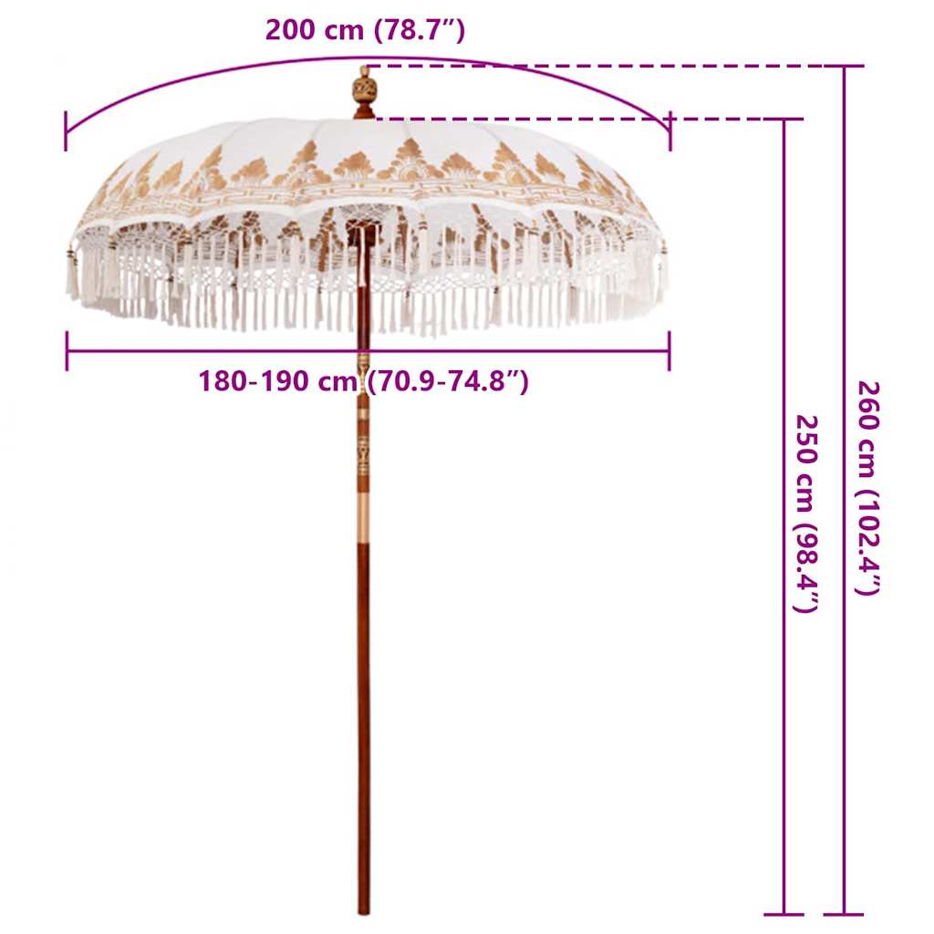 Parasol Balinese 190 x 190 x 260 cm