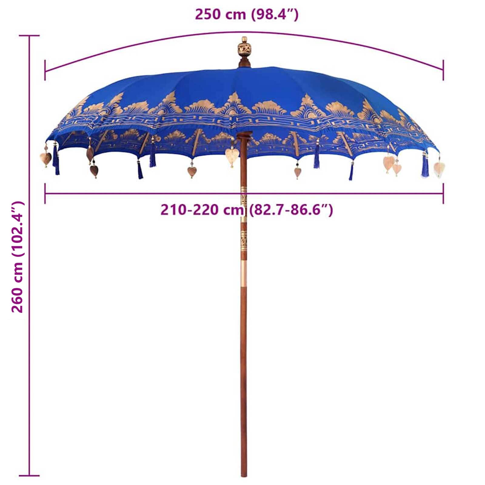 Parasol Balinese Blu 215 x 215 x 260 cm