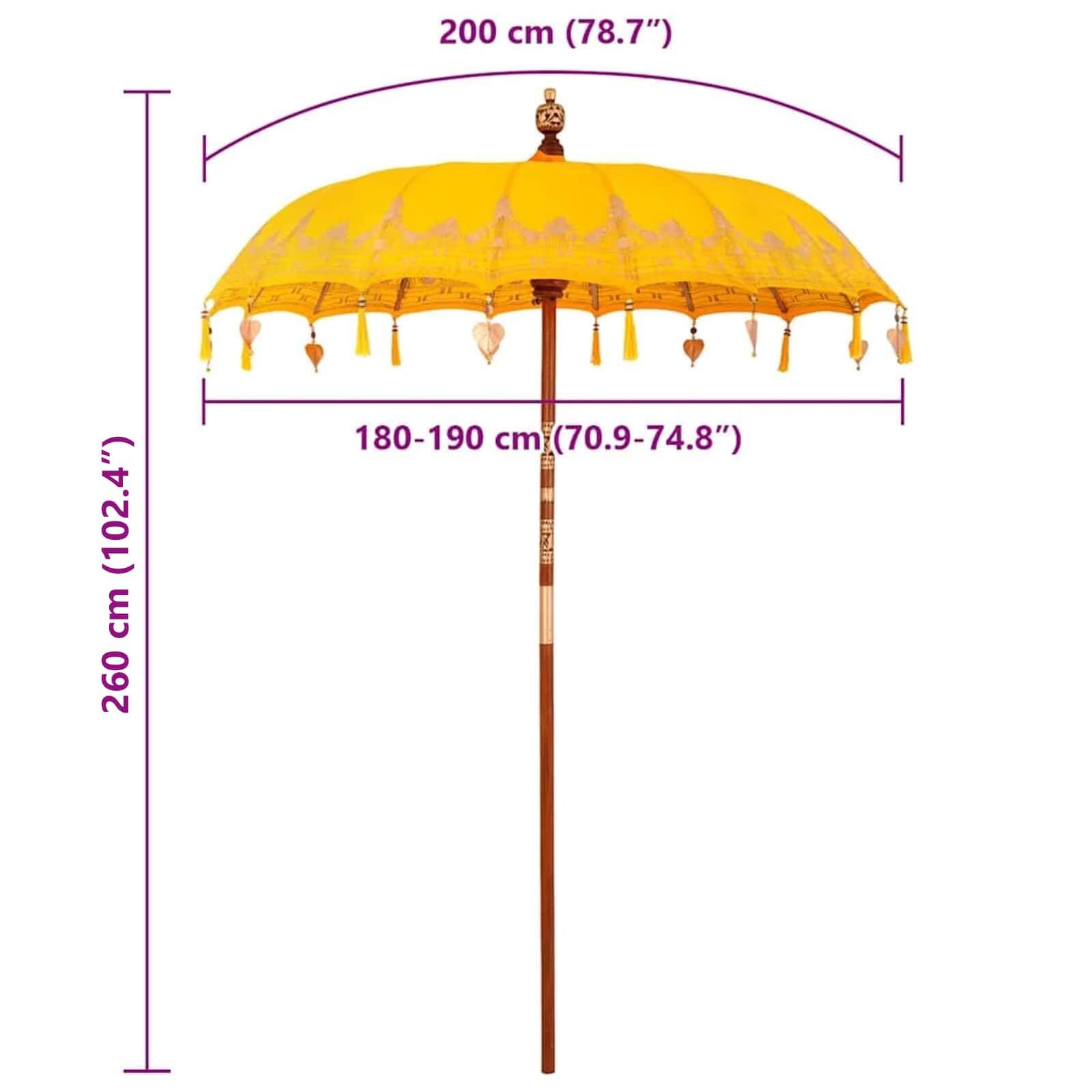 Parasol Balinese Giallo 185 x 185 x 260 cm