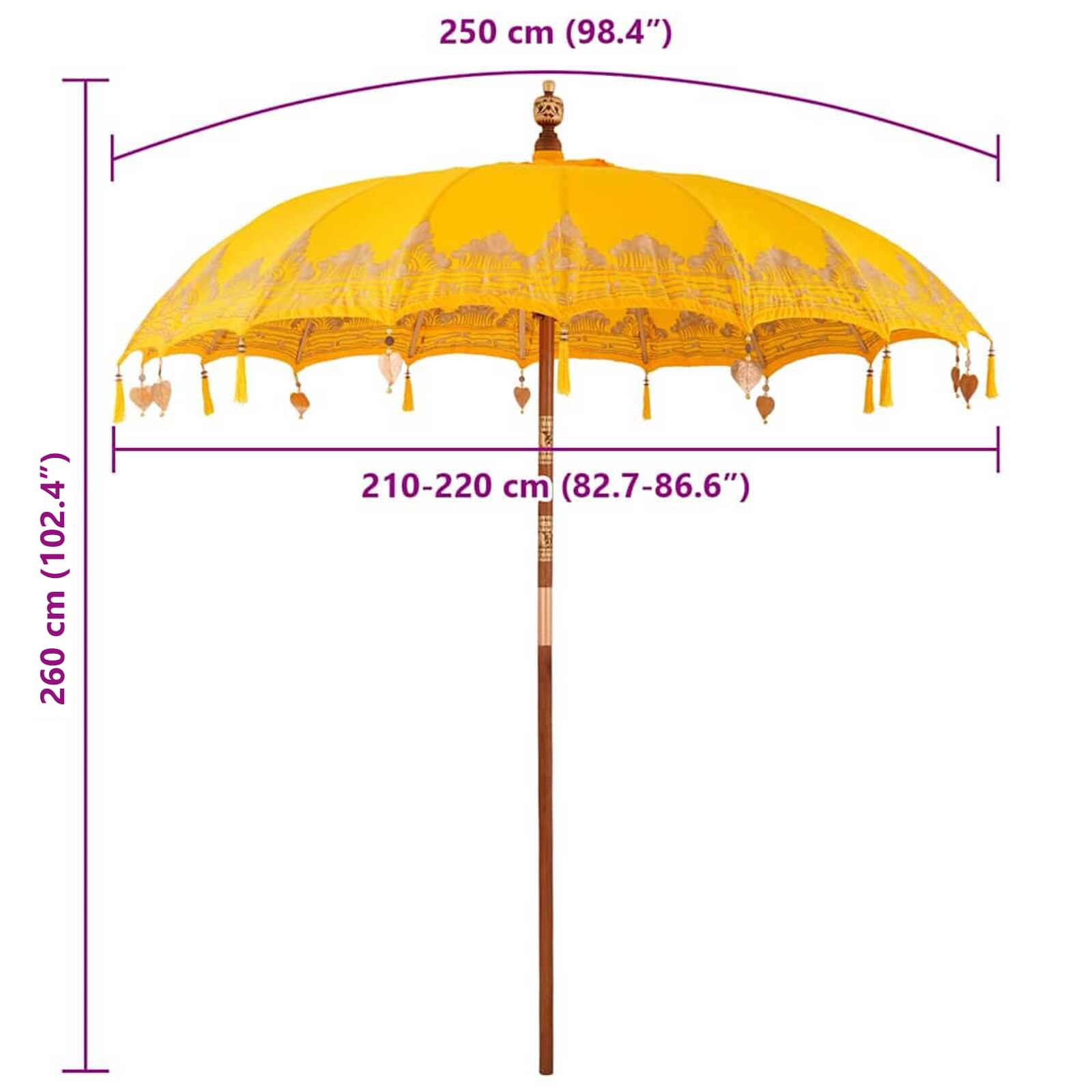 Parasol Balinese Giallo 215 x 215 x 260 cm