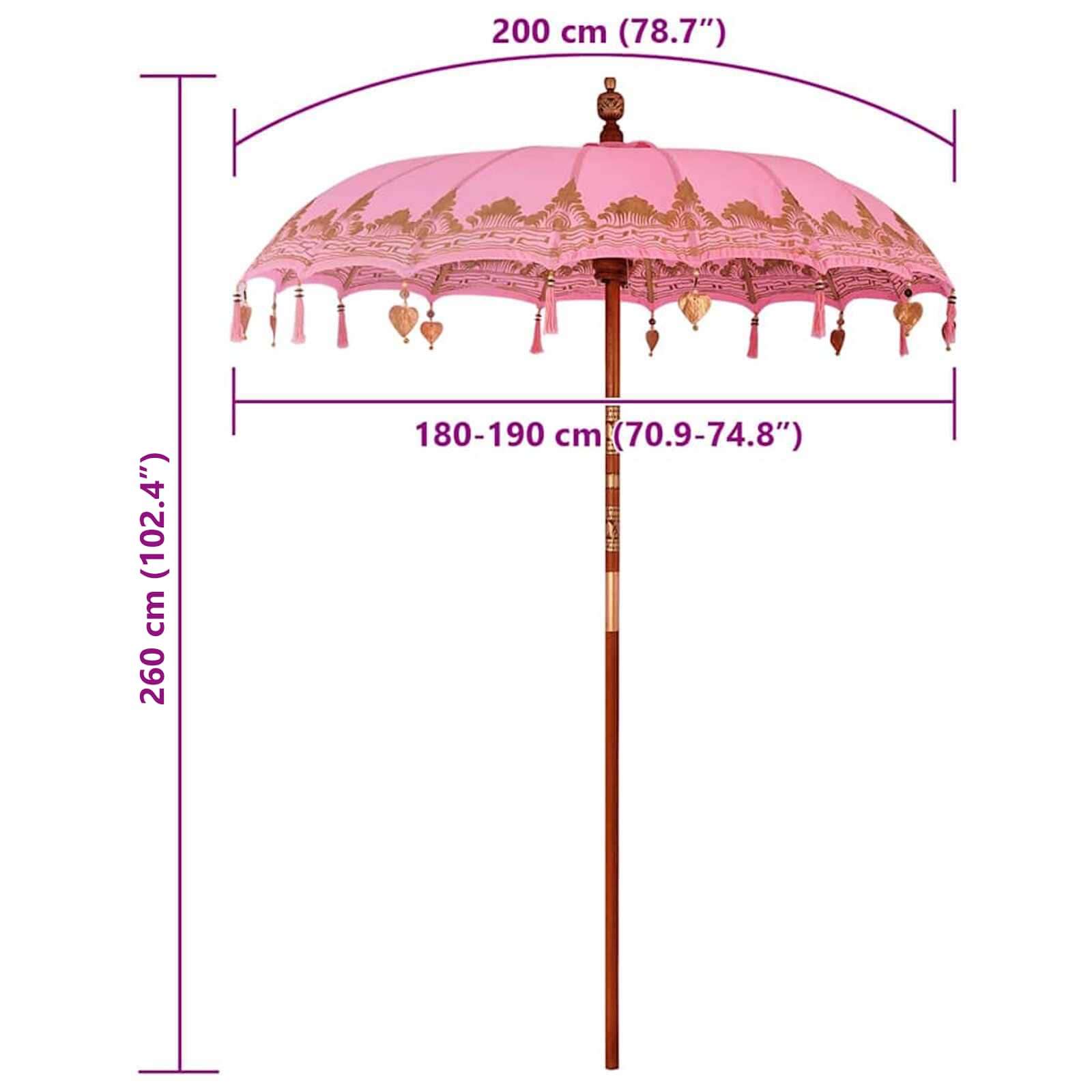 Parasol Balinese Rosa 185 x 185 x 260 cm