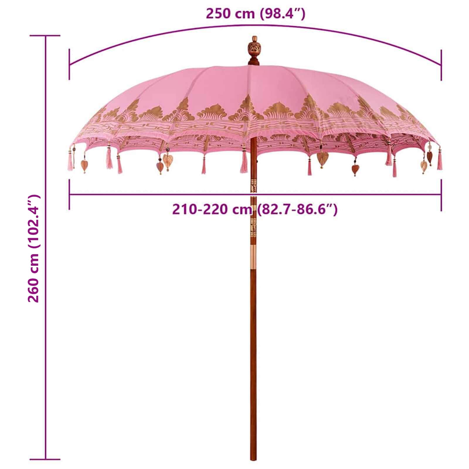 Parasol Balinese Rosa 215 x 215 x 260 cm
