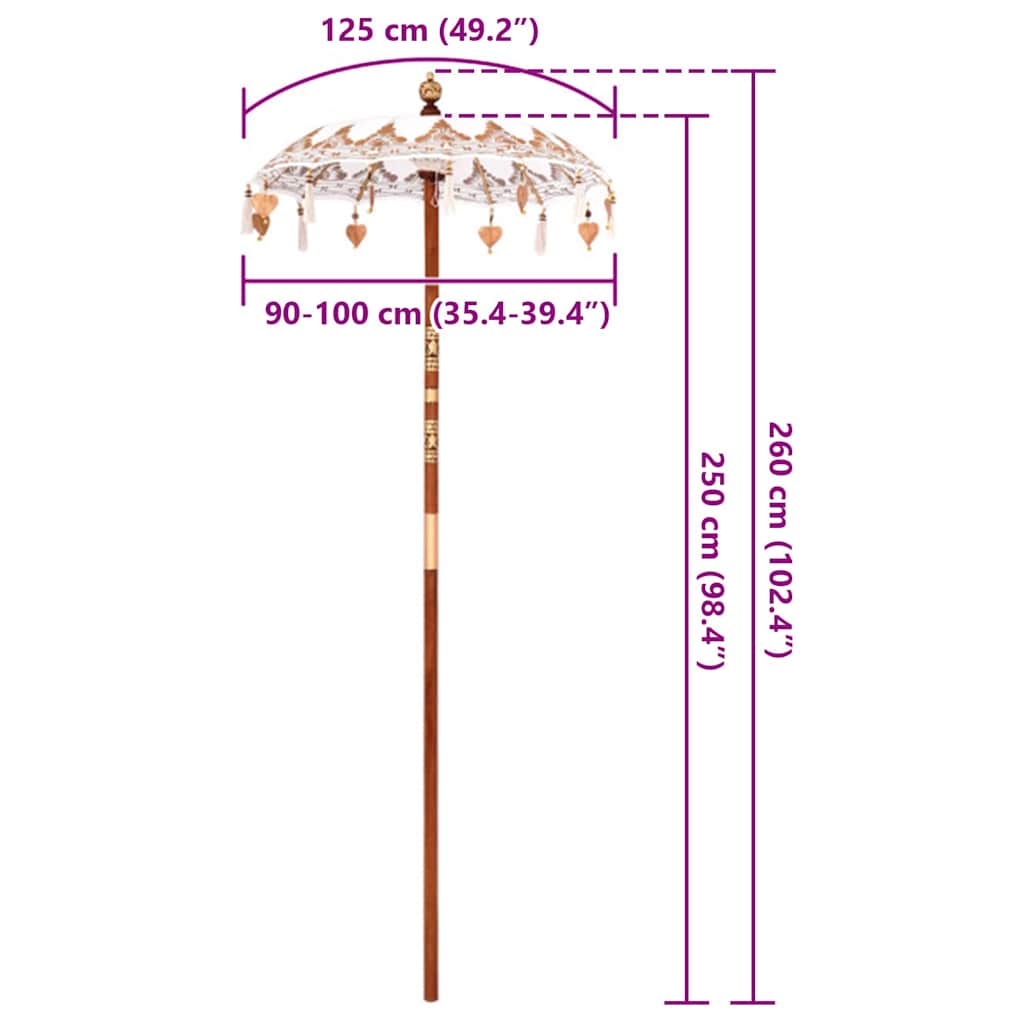 Parasol Balinese 125 x 125 x 260 cm