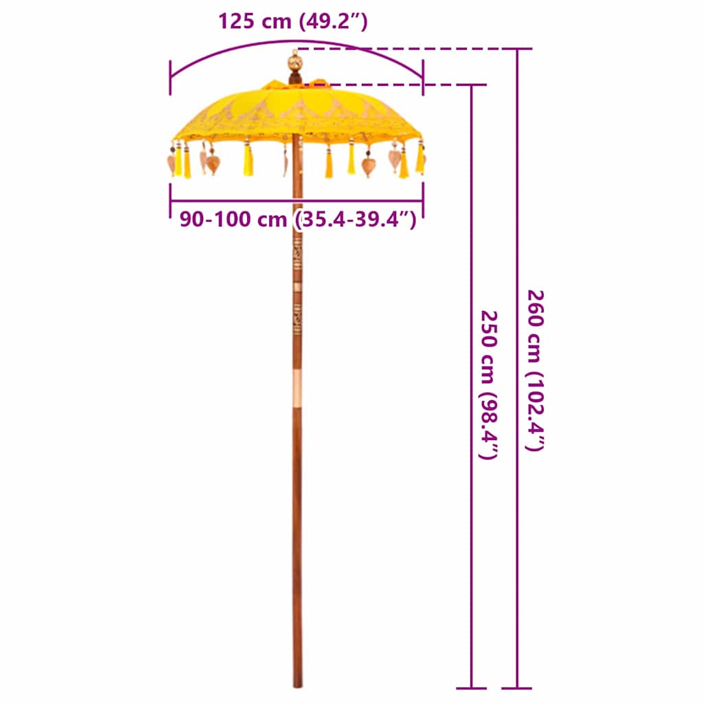 Parasol Balinese 125 x 125 x 260 cm