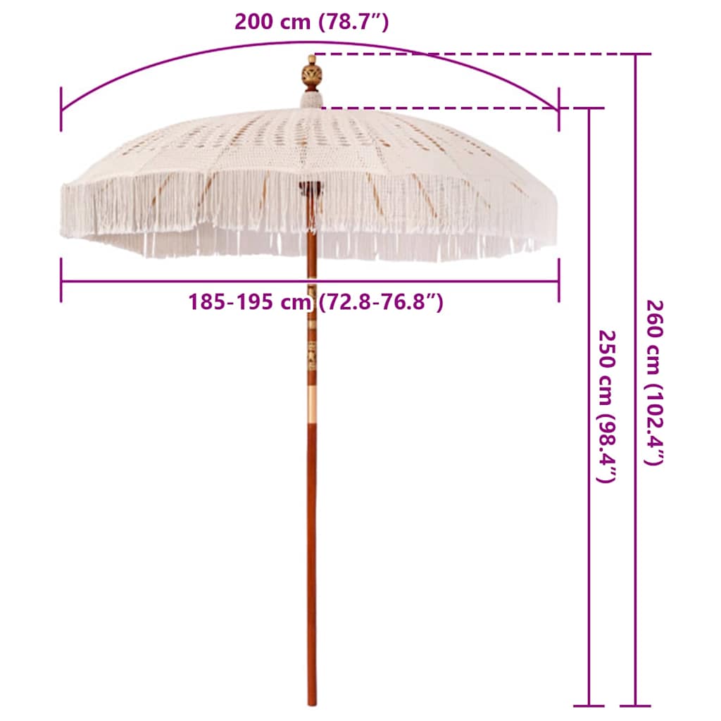Parasol in macramè 190 x 190 x 260 cm