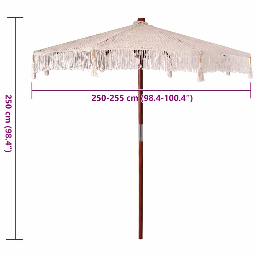 Parasol in macramè 252.5 x 252.5 x 260 cm