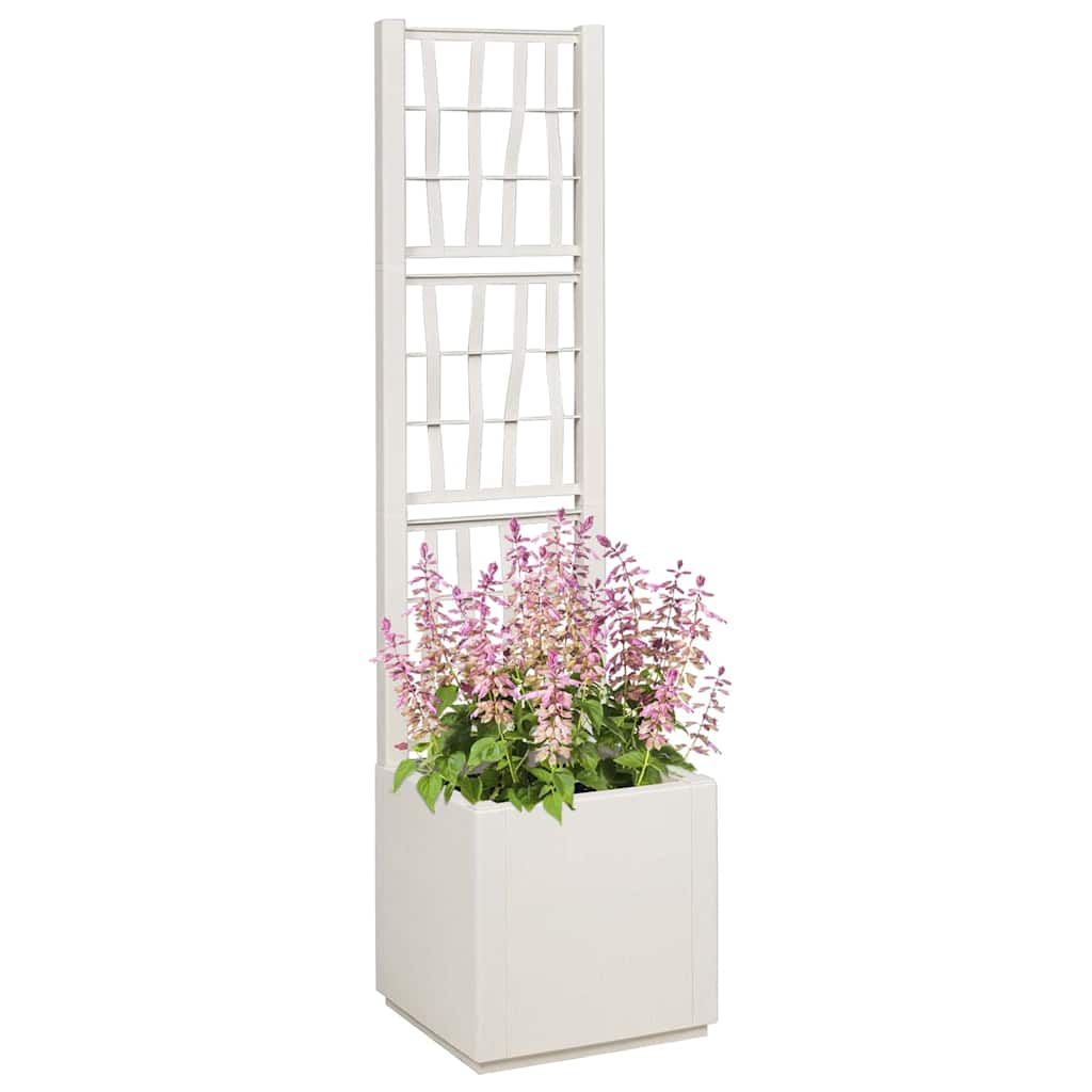 Vaso da Giardino con Trellis Bianco 36 x 36 x 140 cm PP