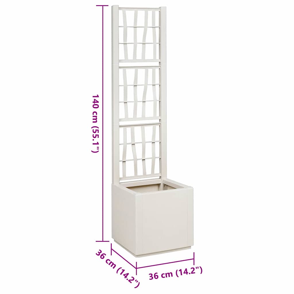 Vaso da Giardino con Trellis Bianco 36 x 36 x 140 cm PP