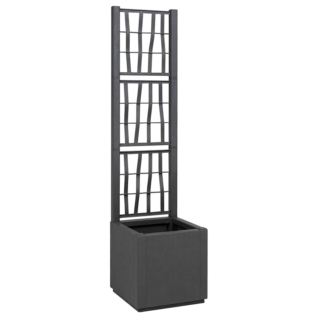 Vaso da Giardino con Trellis Grigio Scuro 36 x 36 x 140 cm PP