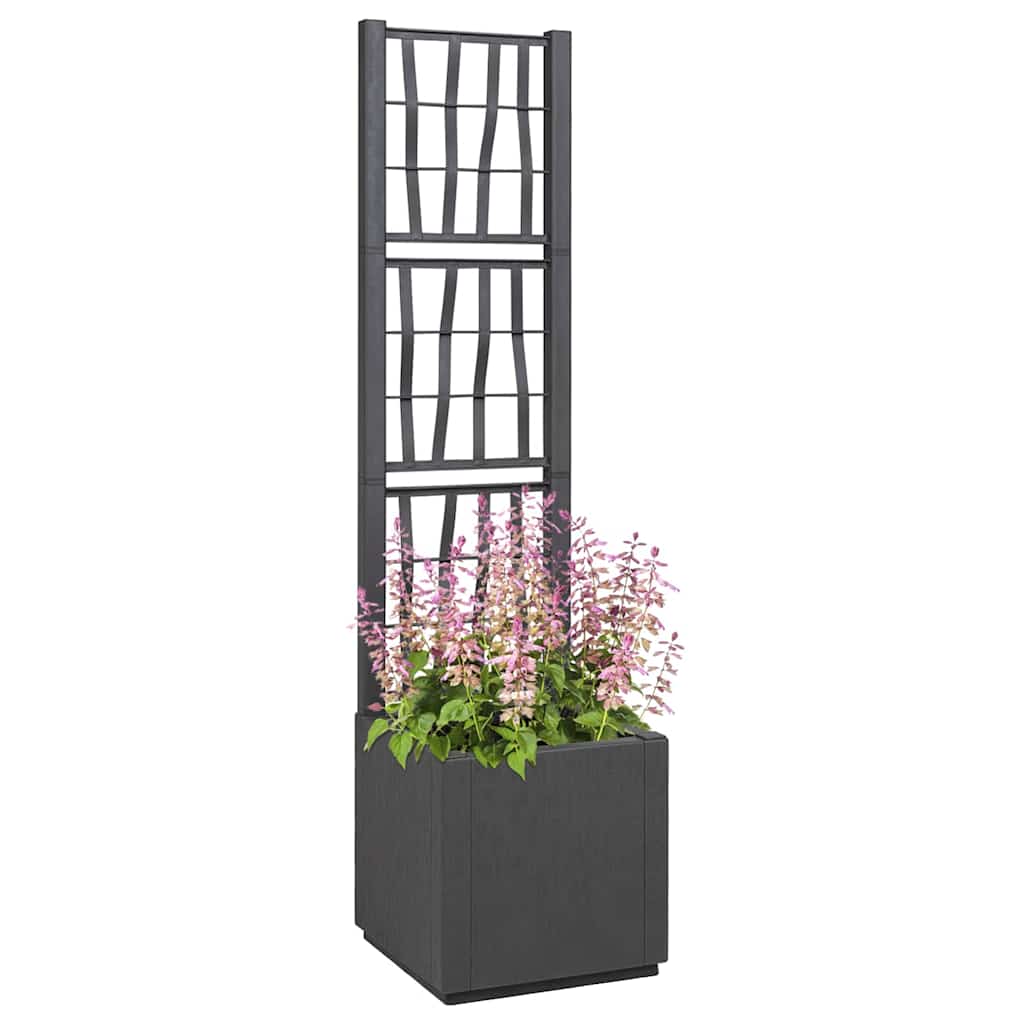 Vaso da Giardino con Trellis Grigio Scuro 36 x 36 x 140 cm PP