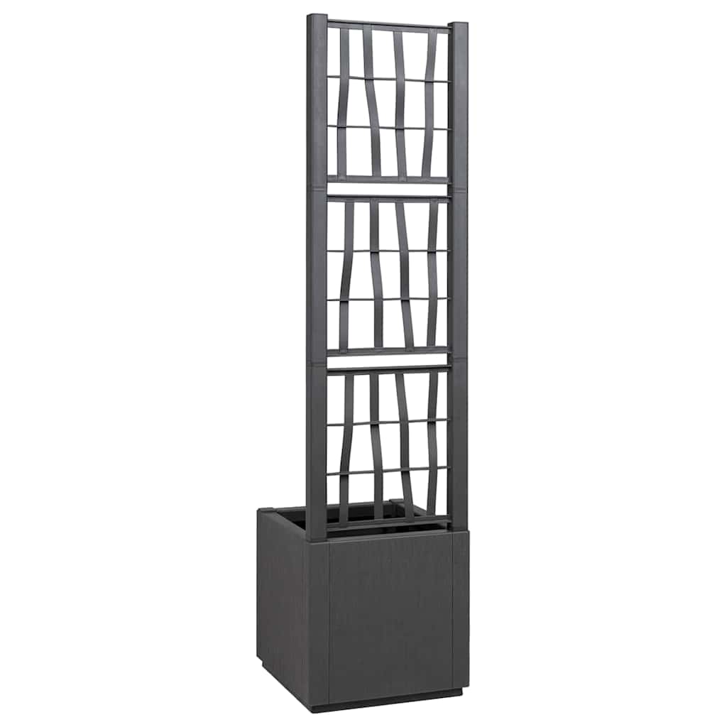 Vaso da Giardino con Trellis Grigio Scuro 36 x 36 x 140 cm PP