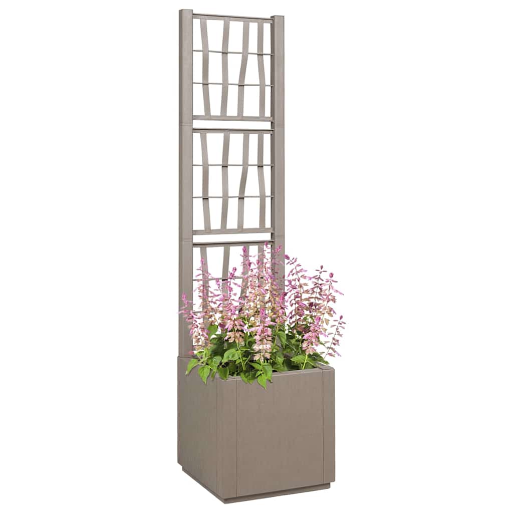 Vaso da Giardino con Trellis Marrone Chiaro 36 x 36 x 140 cm PP