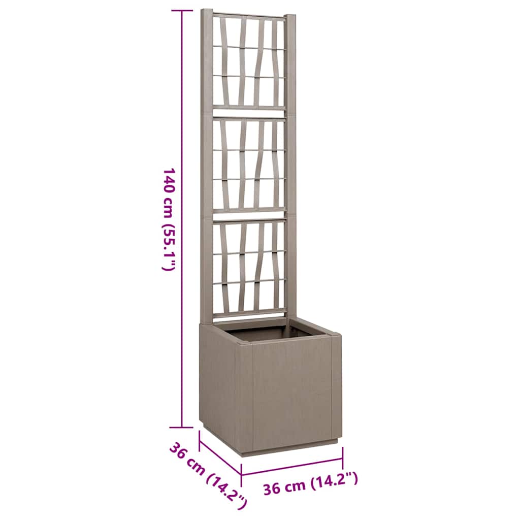 Vaso da Giardino con Trellis Marrone Chiaro 36 x 36 x 140 cm PP
