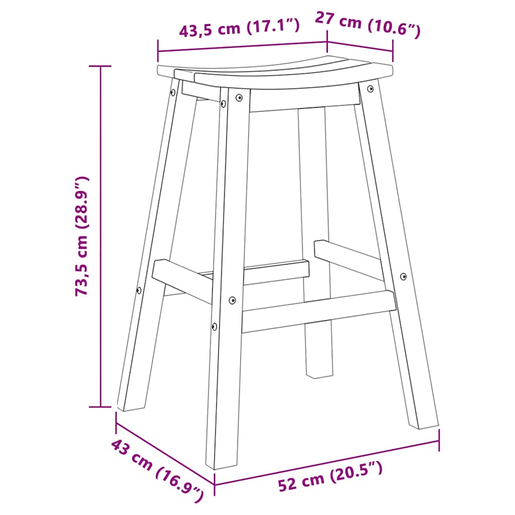 Sgabello da bar 2 pz Bianco 52 x 43 x 73,5 cm HDPE