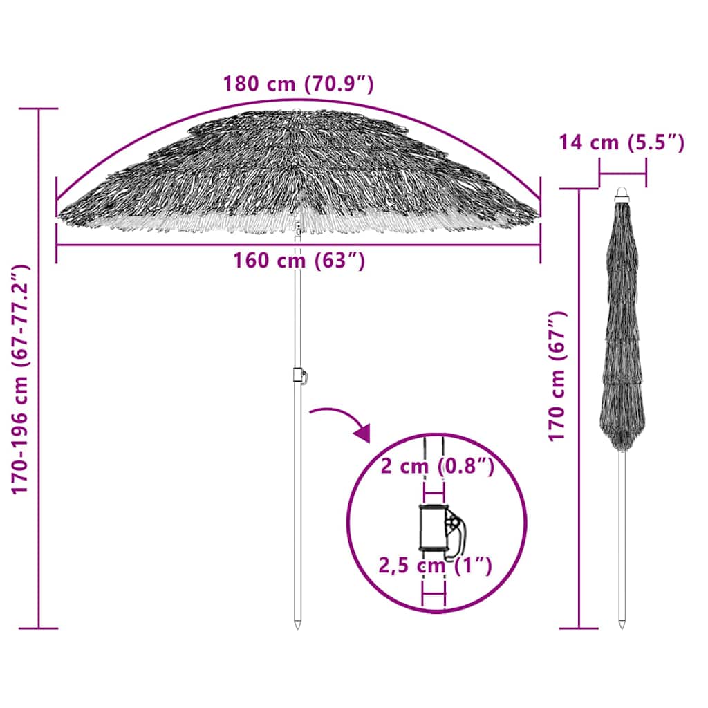 Ombrello da giardino 160 x 160 x 196 cm