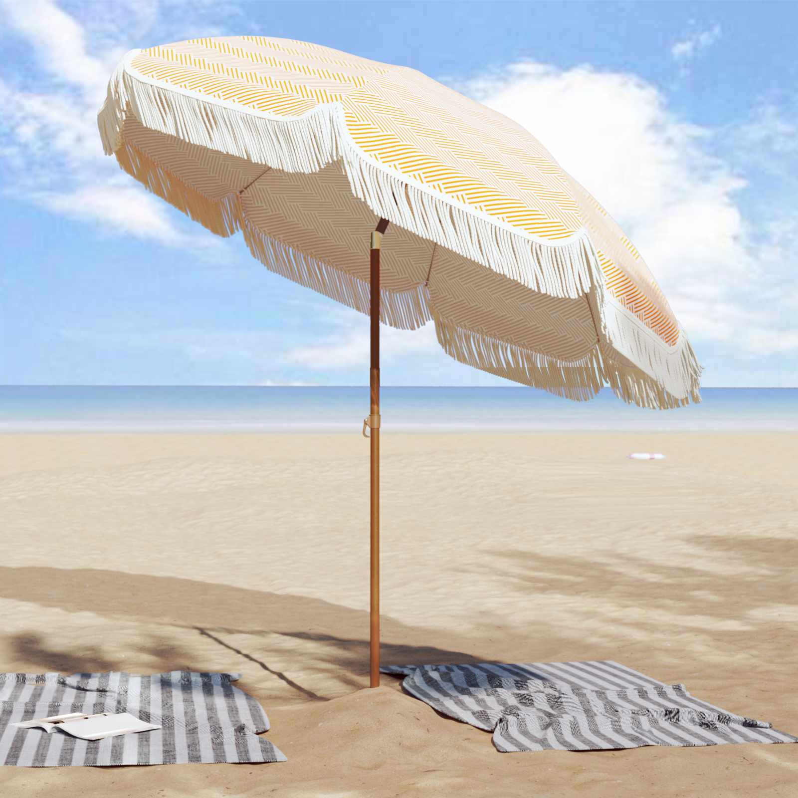 Ombrellone da Spiaggia 205 x 205 x 210 cm Poliestere e Acciaio