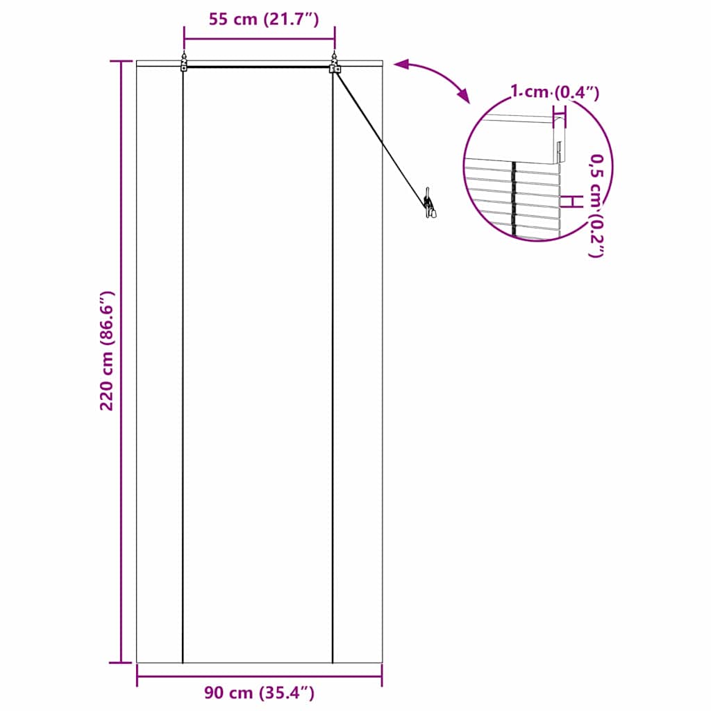 Tenda a rullo Marrone 90 x 220 cm Bambù