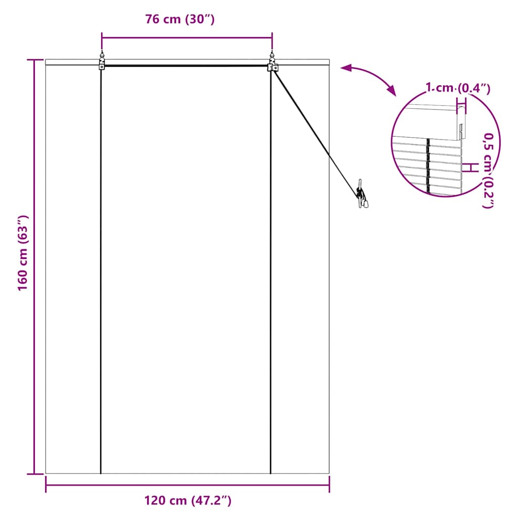 Tenda a rullo Marrone 120 x 160 cm Bambù