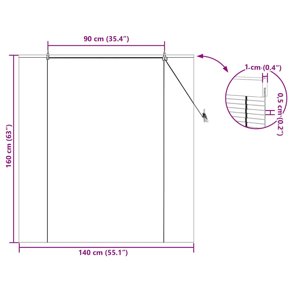 Tenda a rullo Marrone 140 x 160 cm Bambù