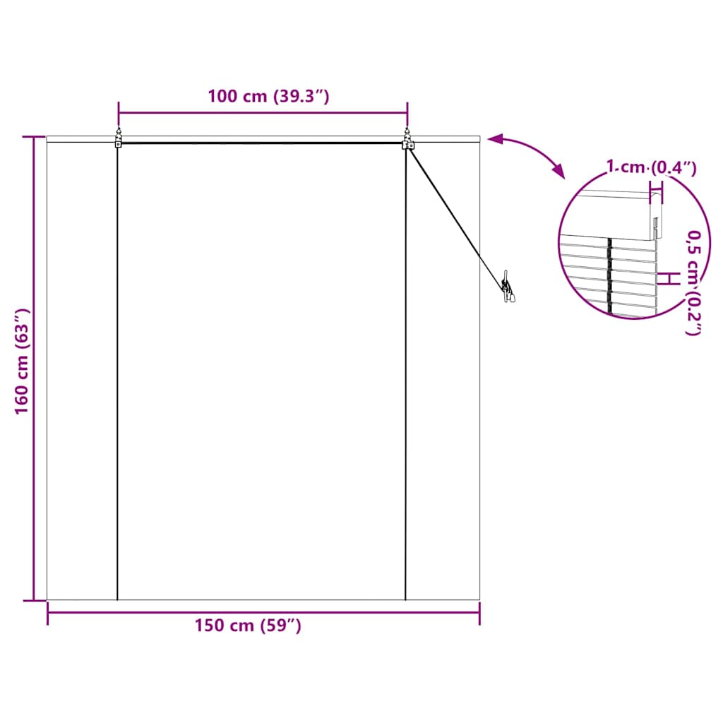 Tenda a rullo Marrone 150 x 160 cm Bambù