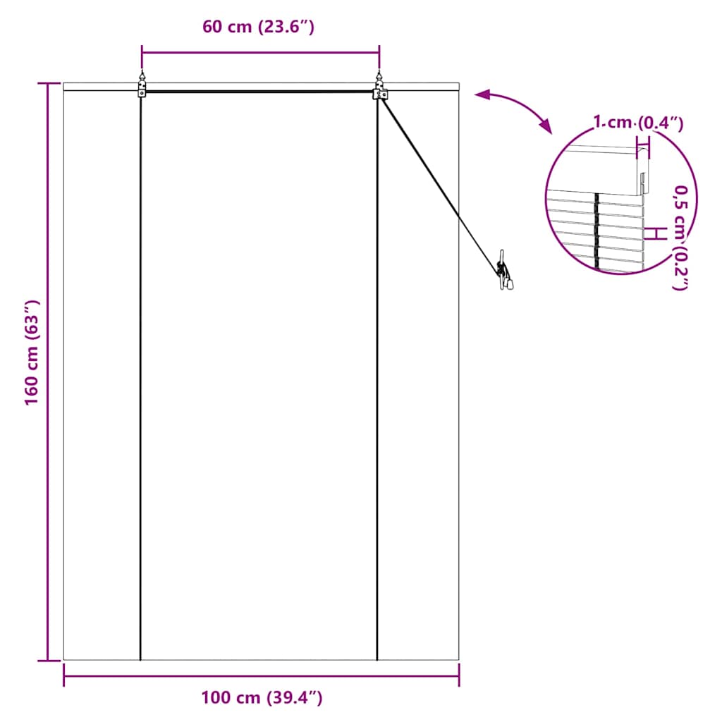 Tenda a rullo Giallo 100 x 160 cm Bambù