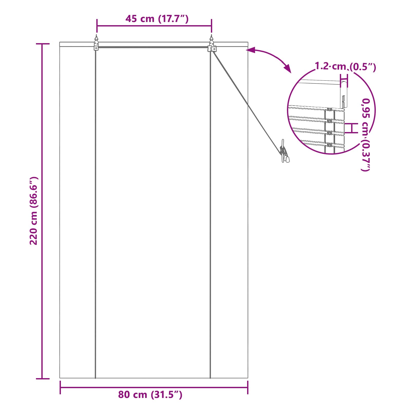 Tenda a rullo Natura 80 x 220 cm Bambù