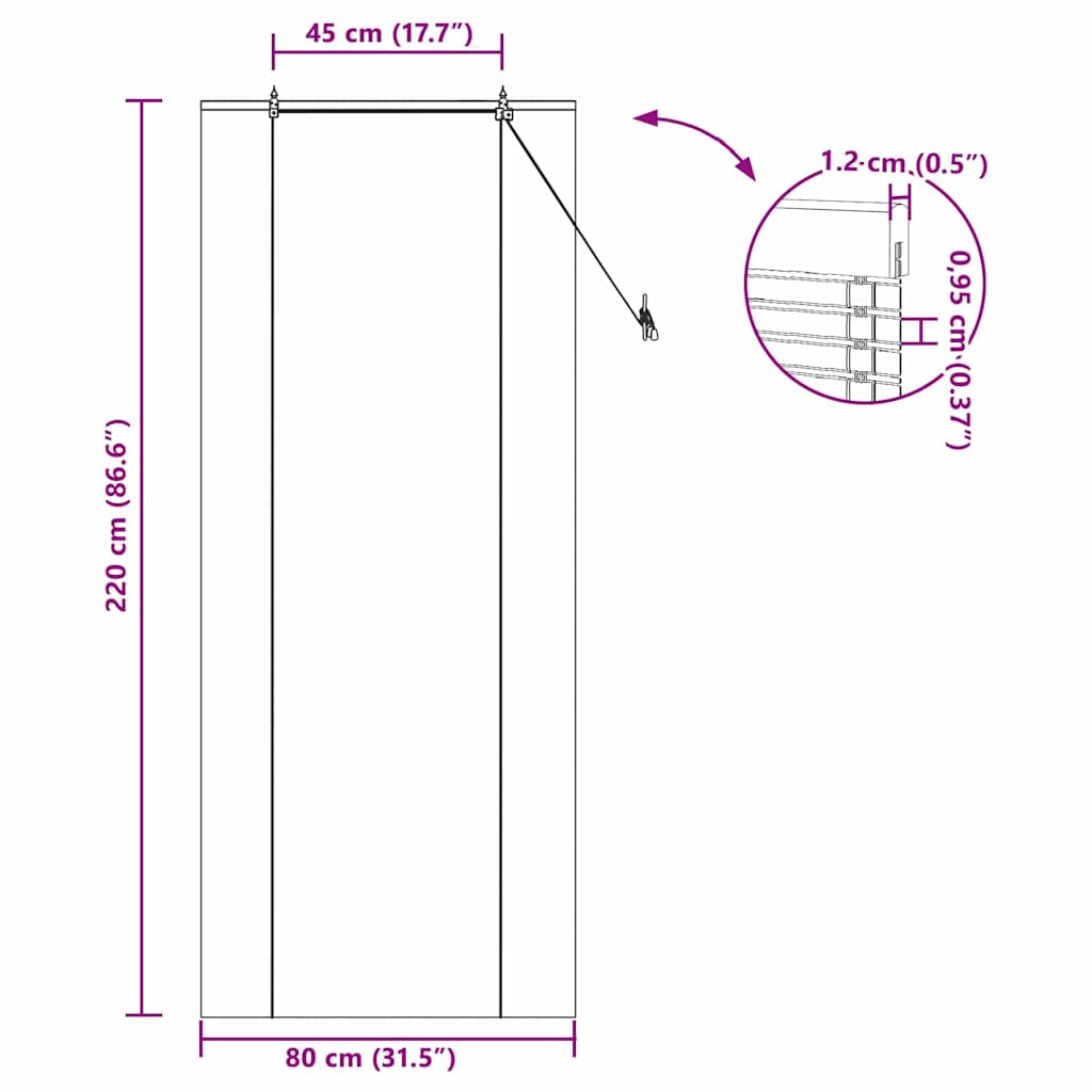 Tenda a rullo Marrone 80 x 220 cm Bambù