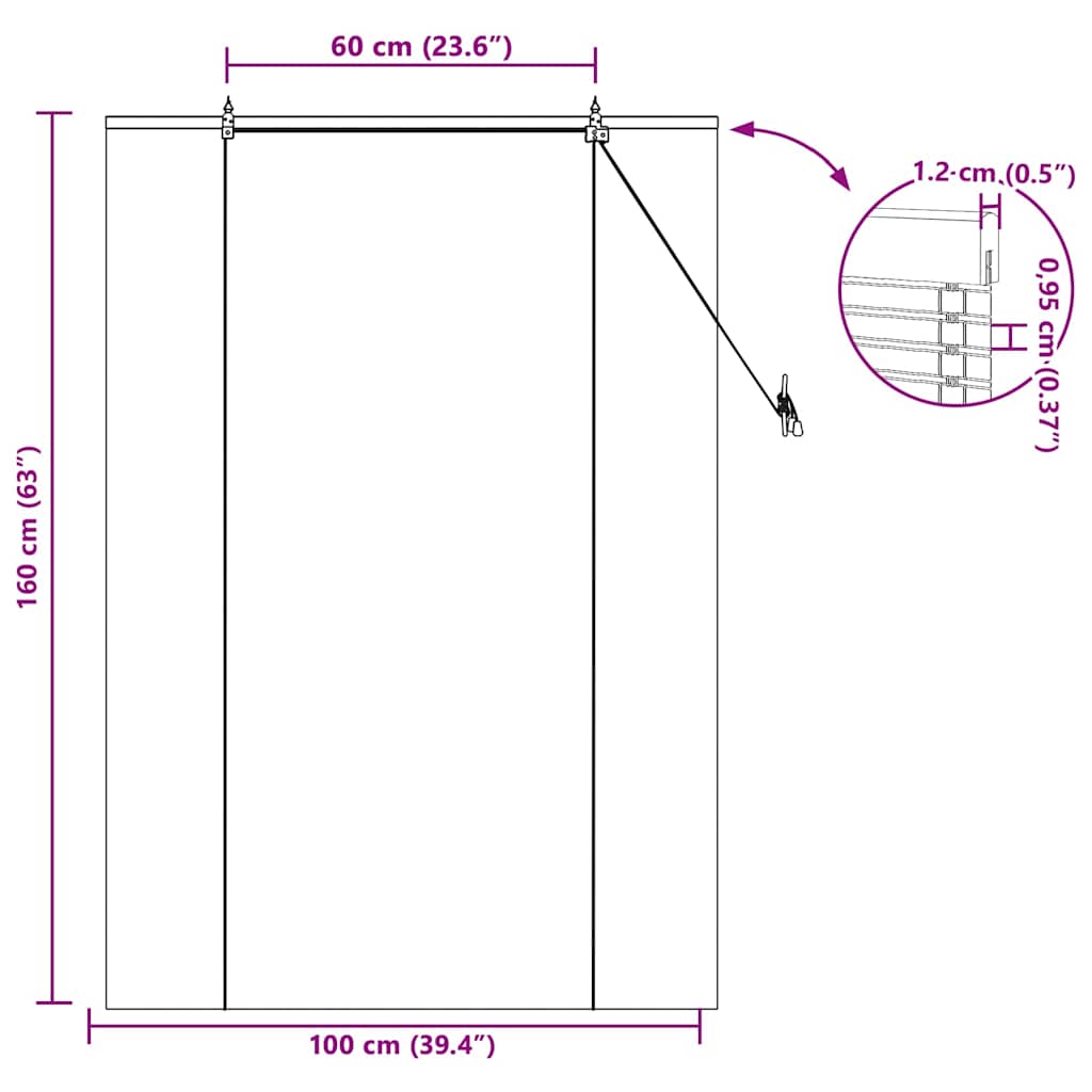 Tenda a rullo Marrone 100 x 160 cm Bambù