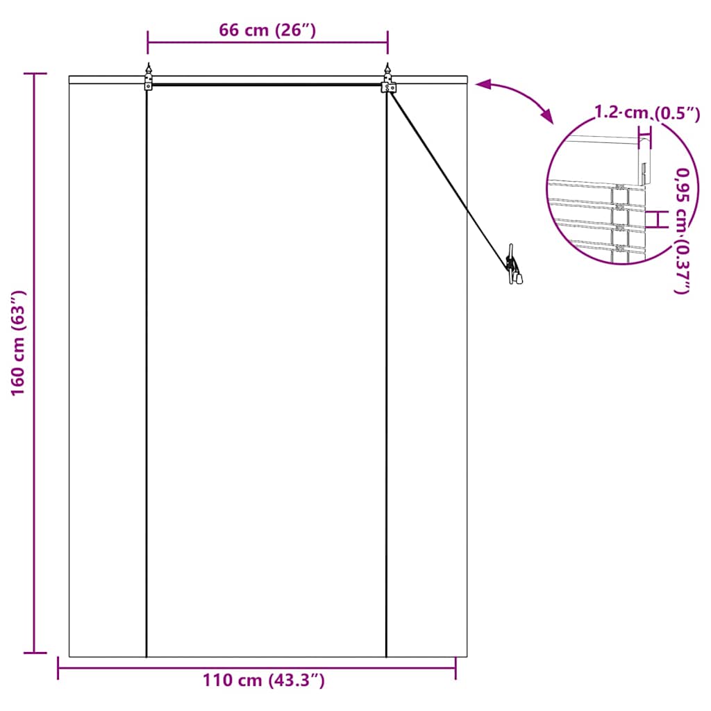 Tenda a rullo Marrone 110 x 160 cm Bambù