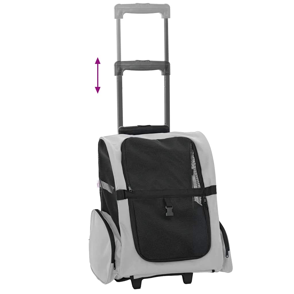 Carrello per animali domestici 3 in 1 design grigio 48x32x(57-106) cm tessuto Oxford