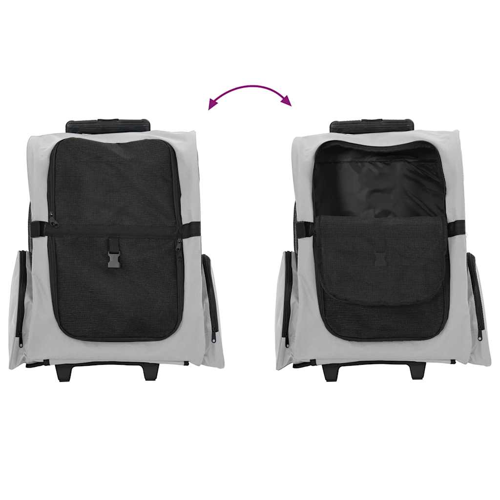 Carrello per animali domestici 3 in 1 design grigio 48x32x(57-106) cm tessuto Oxford