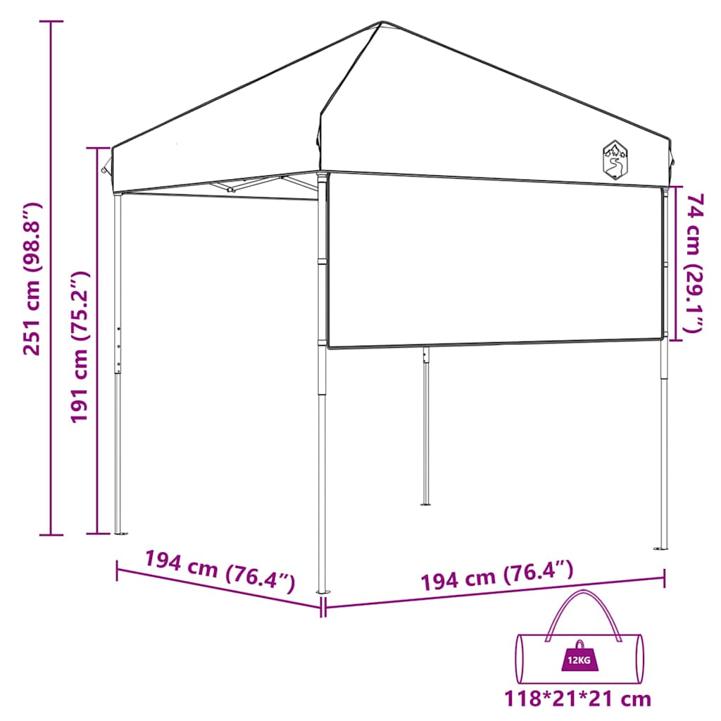 Tenda Gazebo 194 x 194 x 251 cm Arancione Tessuto