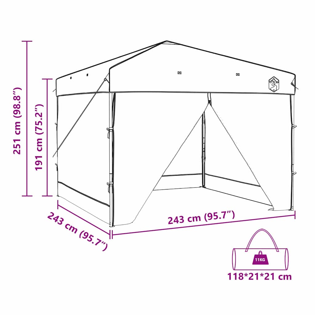 Tenda Gazebo 243 x 243 x 251 cm Verde Tessuto