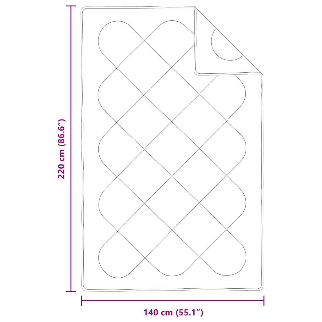 Piumino Letto Estivo 220 x 140 x 3 cm Estate Poliestere Bianco