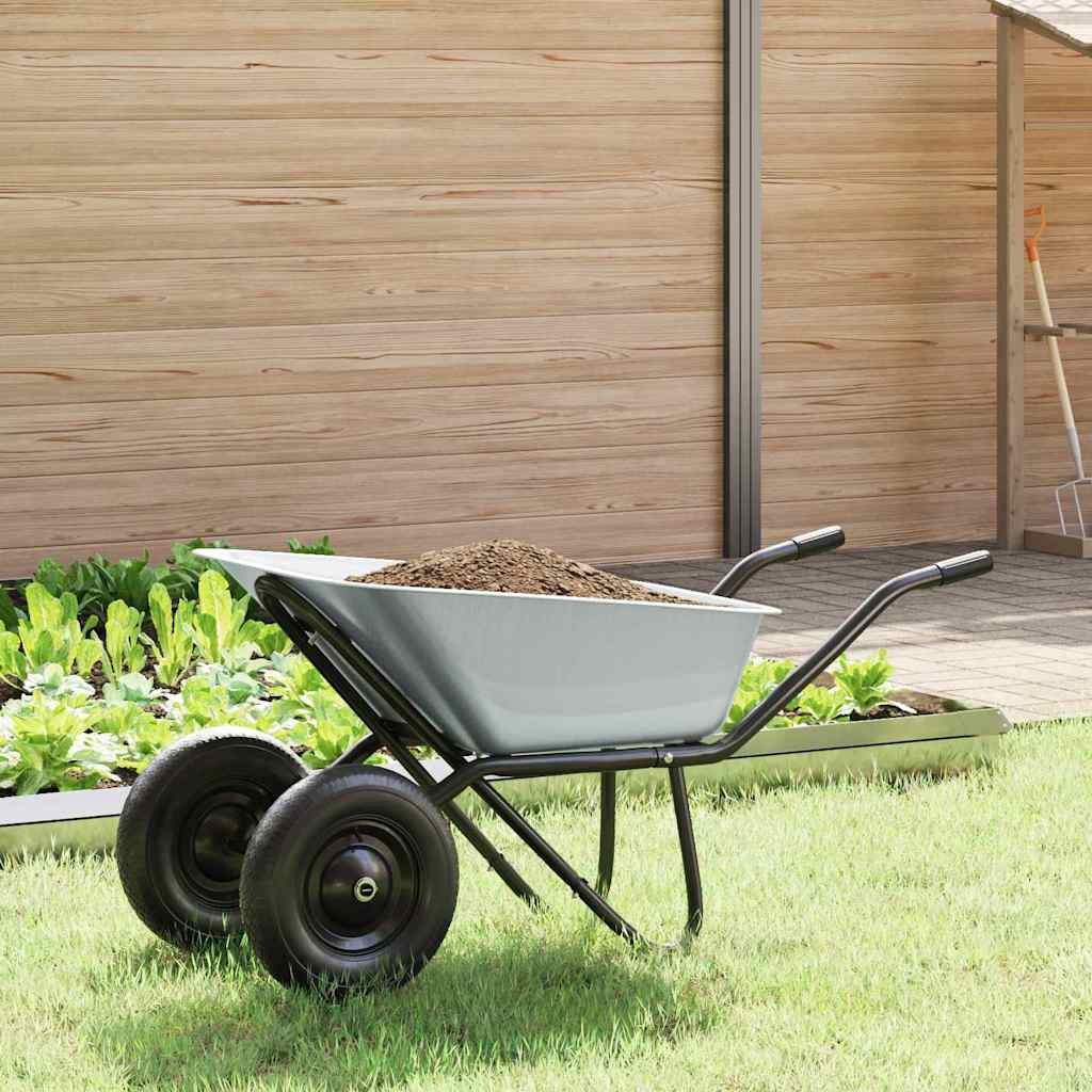 Carriole Argento e Nero 80 L 120 kg Acciaio zincato