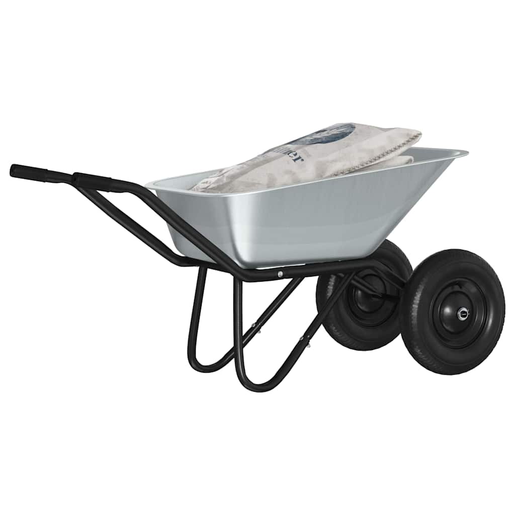 Carriole Argento e Nero 80 L 120 kg Acciaio zincato