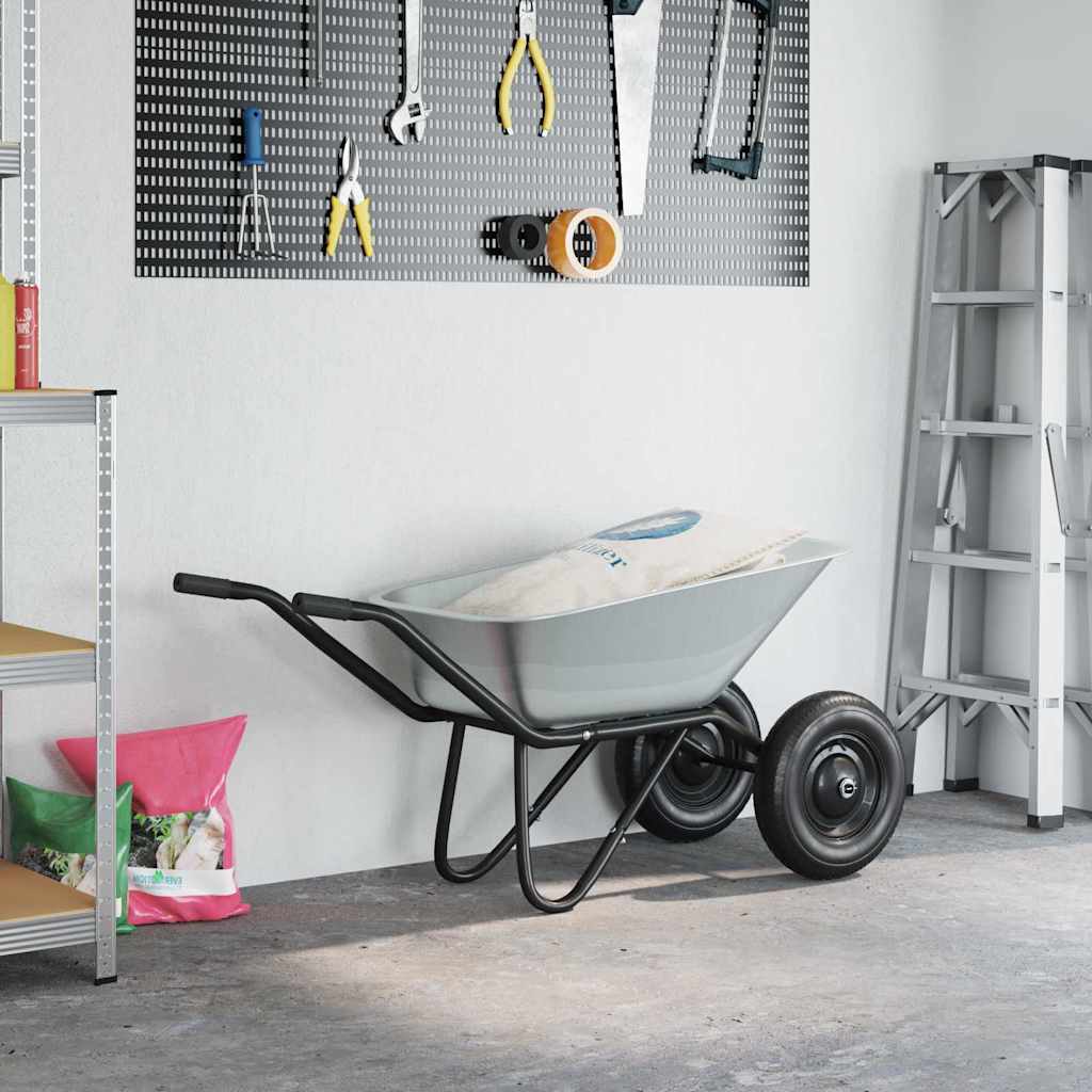 Carriole Argento e Nero 80 L 120 kg Acciaio zincato