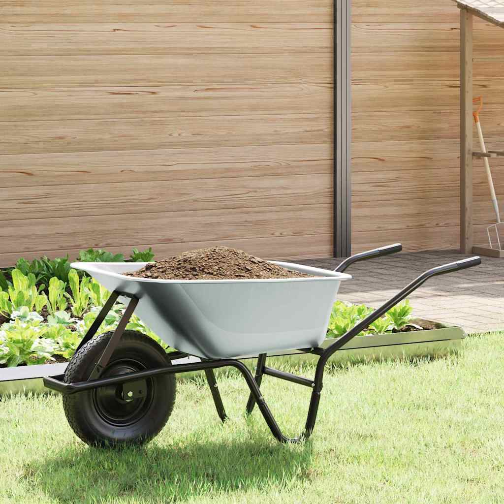Carriole Argento e Nero 80 L 120 kg Acciaio zincato