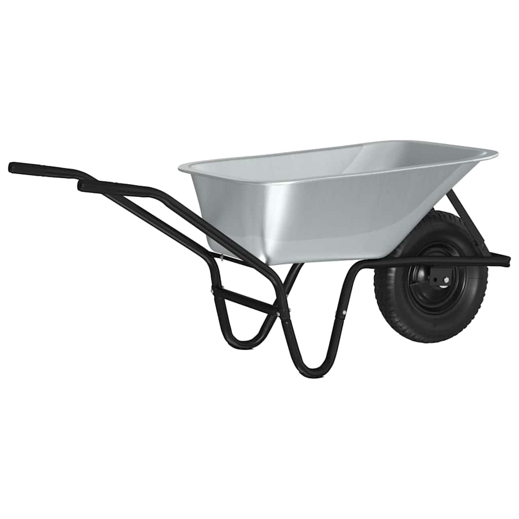 Carriole Argento e Nero 80 L 120 kg Acciaio zincato