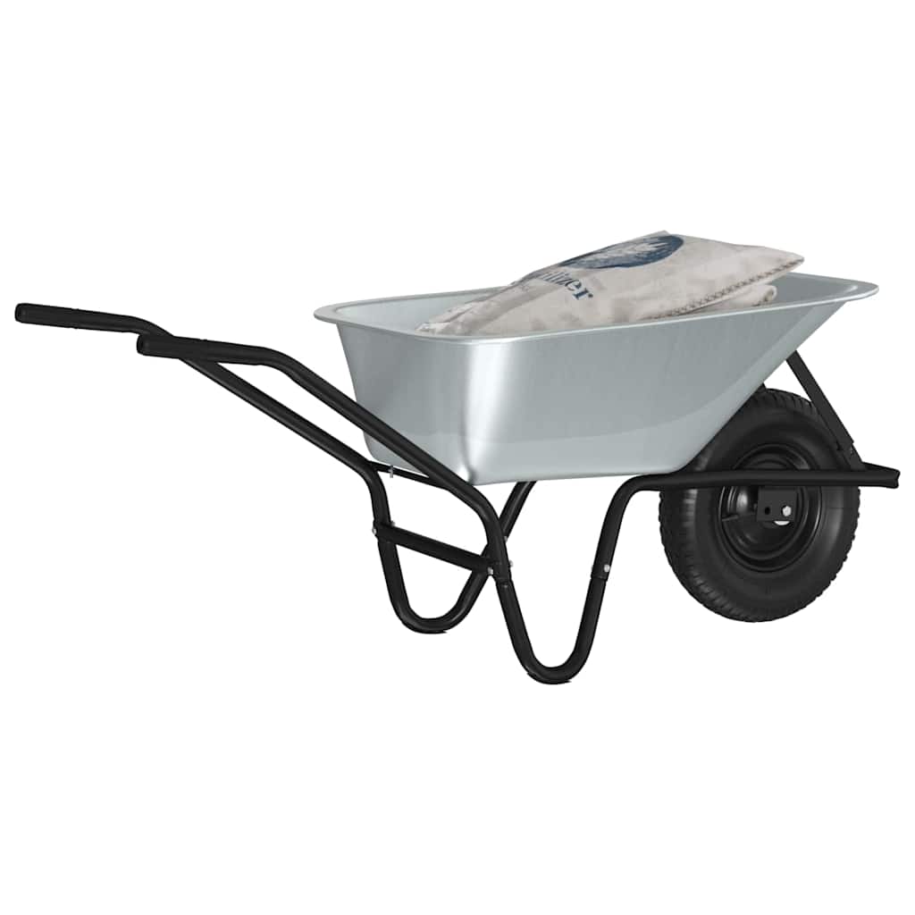 Carriole Argento e Nero 80 L 120 kg Acciaio zincato