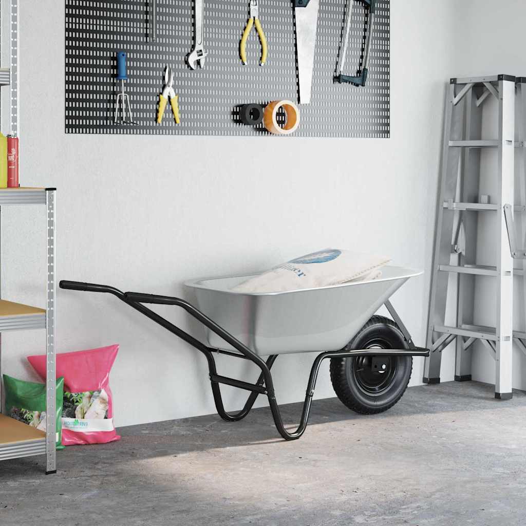Carriole Argento e Nero 80 L 120 kg Acciaio zincato