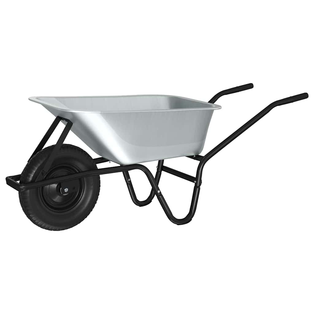 Carriole Argento e Nero 80 L 120 kg Acciaio zincato