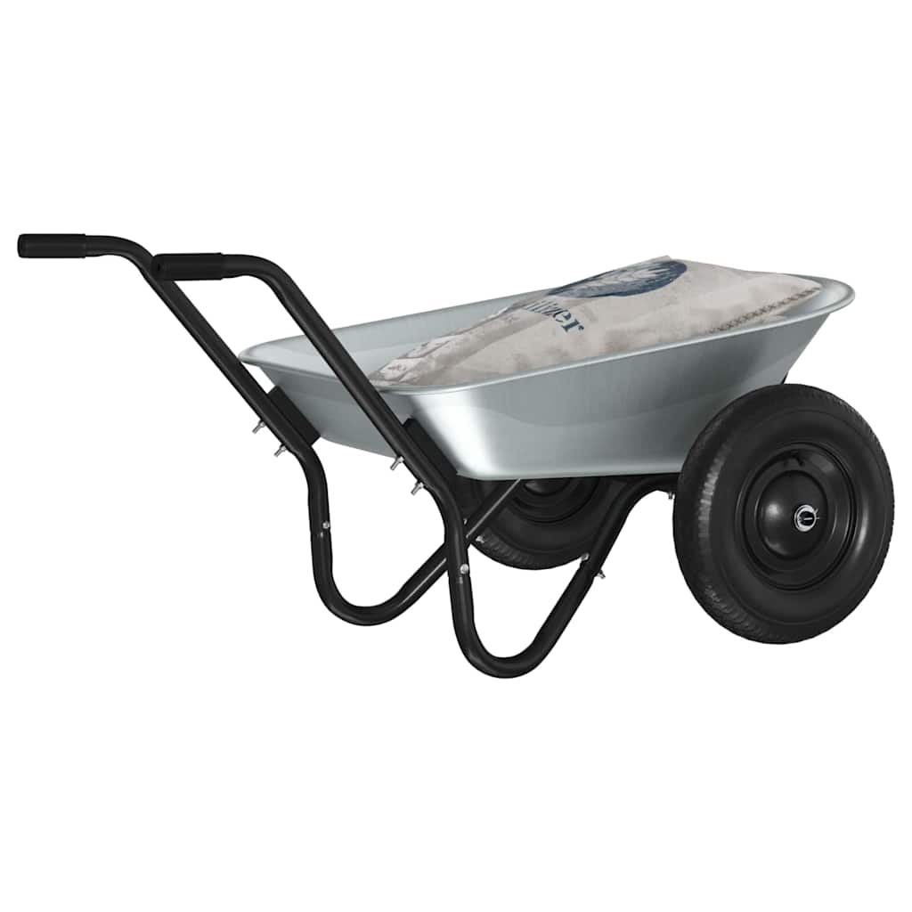Carriole Argento e Nero 80 L 120 kg Acciaio zincato