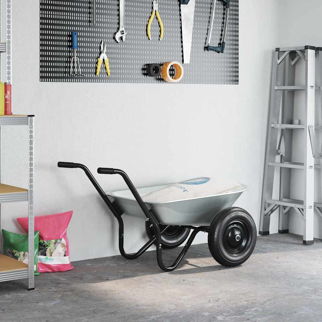 Carriole Argento e Nero 80 L 120 kg Acciaio zincato