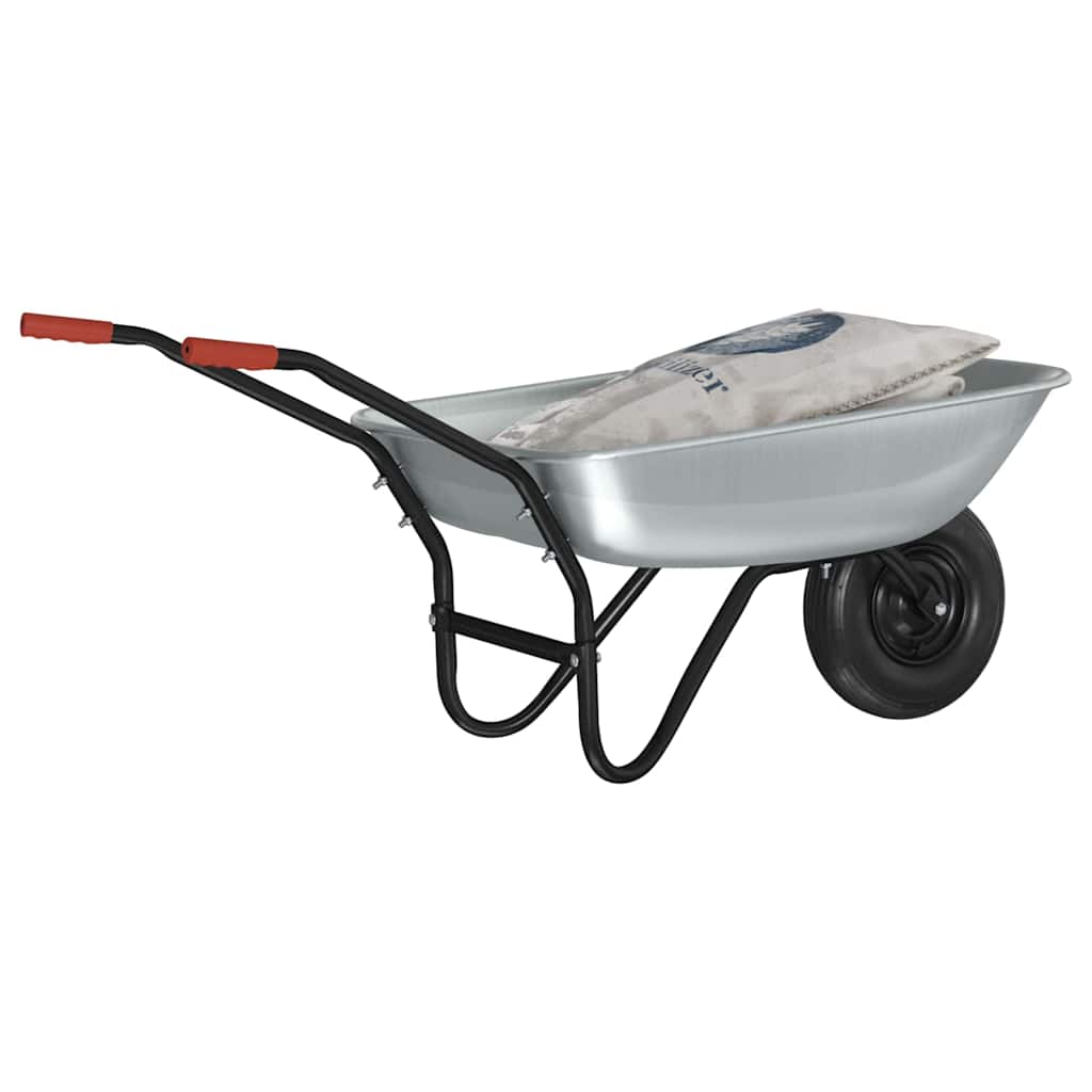 Carriole Argento e Nero 80 L 120 kg Acciaio zincato