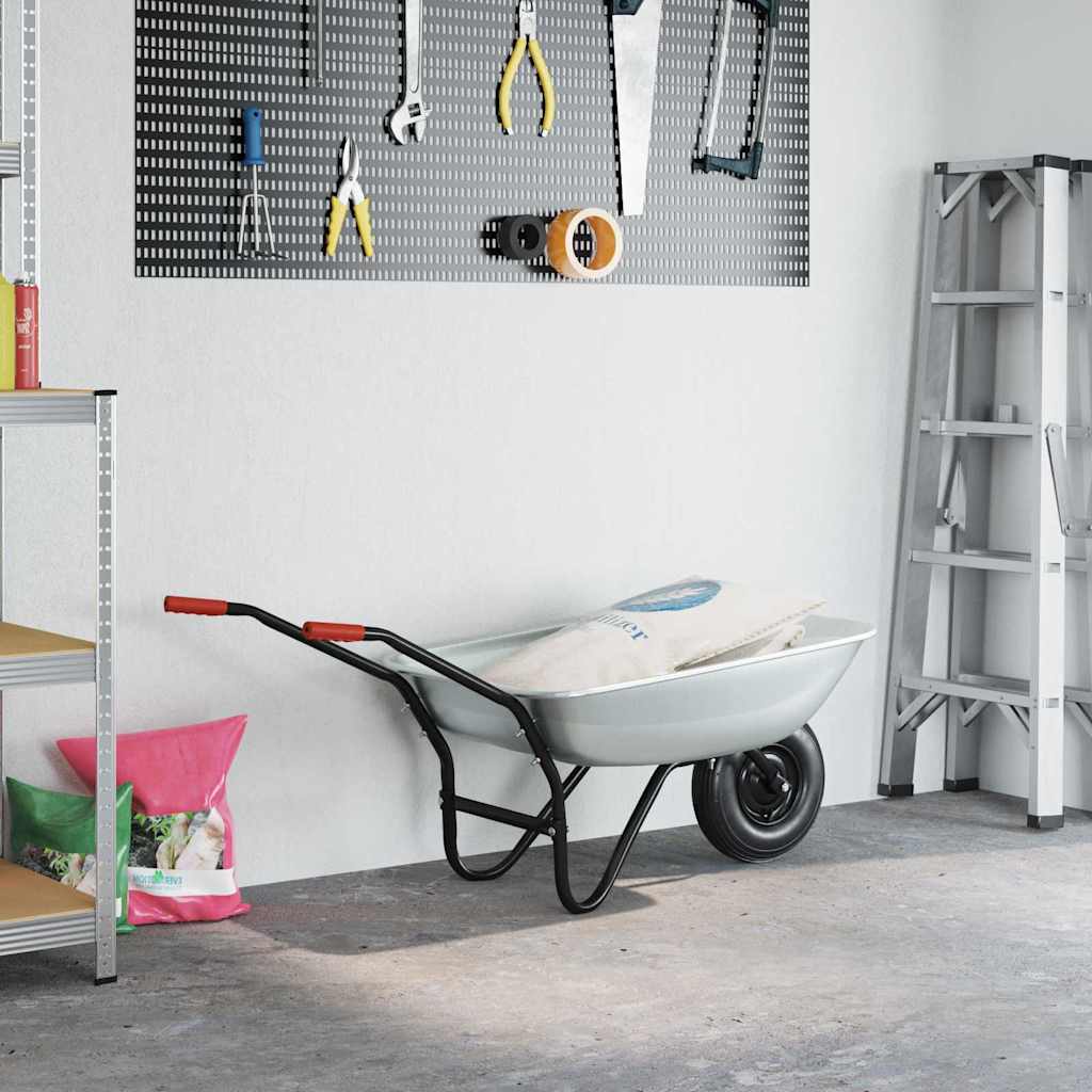 Carriole Argento e Nero 80 L 120 kg Acciaio zincato
